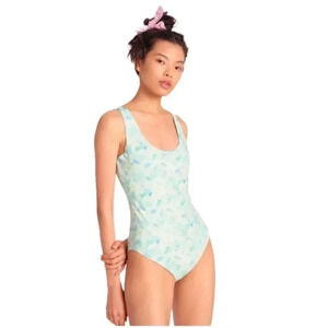 NWT LoveShackFancy Freya Floral One-Piece Mint Pastel Green Swimsuit Size: XS